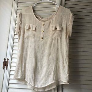 Short Sleeve Cream Blouse